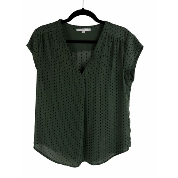 Fun2fun green with black dots blouse- size m - Picture 1 of 5